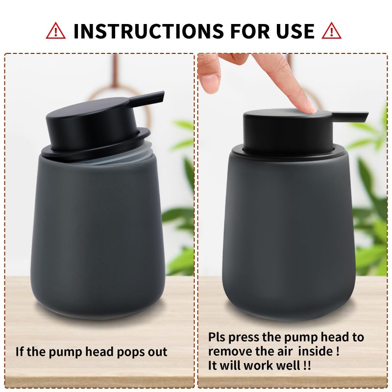 TOOZFO Soap Foaming Dispenser Ceramic with Easy-to-Press Pump Hand Foam Dispenser for Shampoo Bathroom Kitchen 12 oz - Image 4
